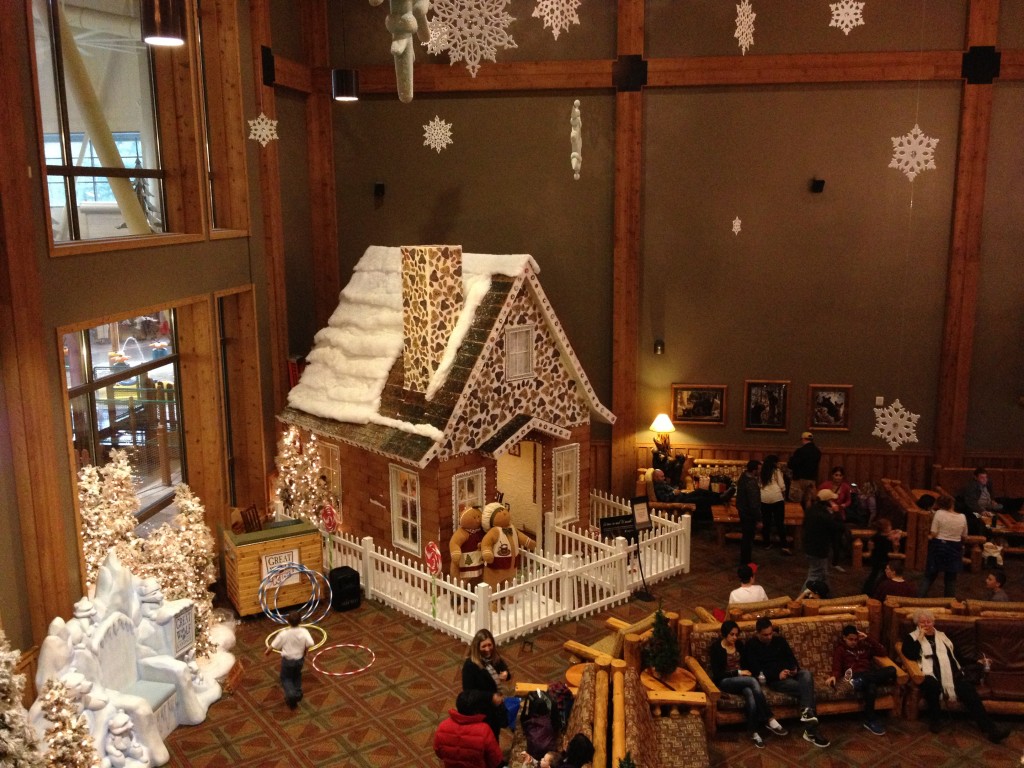 Last year, Great Wolf Resorts added a new element to Snowland with a life-size Gingerbread House. The smell of the giant Gingerbread House is amazing, but the best part is that it is actually large enough for families to eat inside. You can make a reservation for breakfast, lunch or dinner and entree selections are available from the restaurant menu. This unique experience costs $20 (for each seating of up to 6 people) and the money is donated to Big Brothers Big Sisters.