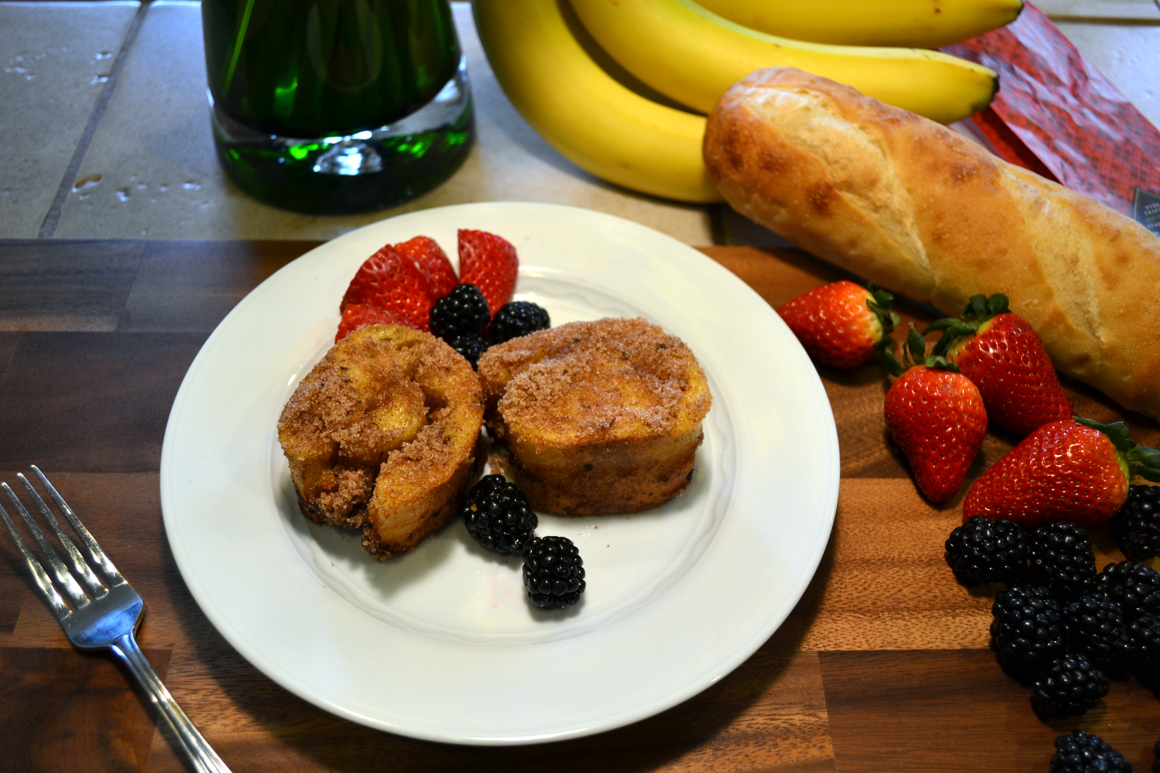 The choice of bread makes all of the difference when creating this dish. On a regular weekend, I will whip this up using a larger loaf. For our Easter meal, I used the Ecce Panis European Baguette to create smaller pieces of toast. The small slices of bread made it perfect for a brunch menu item. I recommend using a larger loaf size if preparing this for a regular, sit down breakfast item.